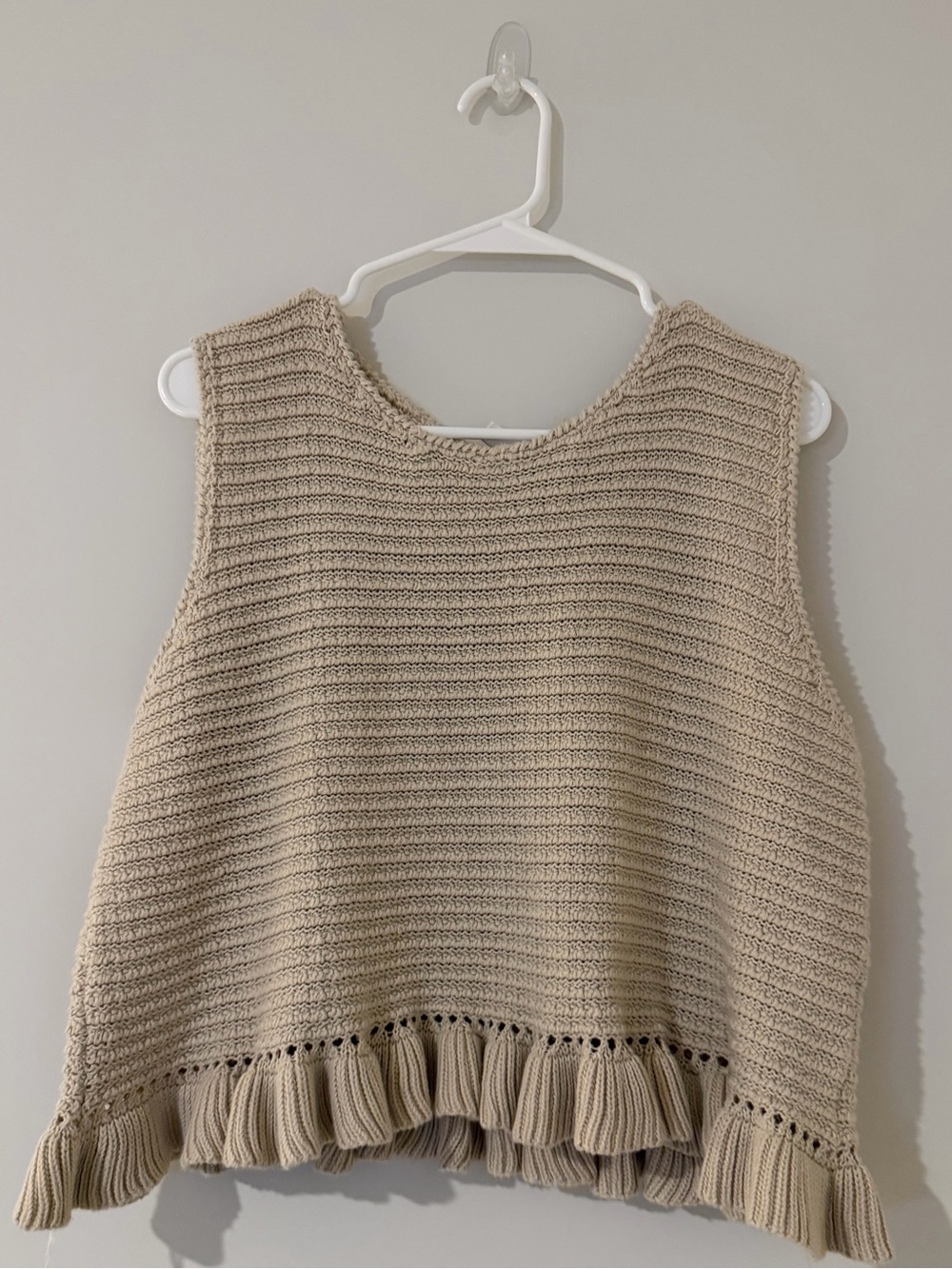 Wishlist Beige Ribbed Knit Sweater Vest Women’s Medium